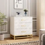Wooden Chest of Drawers with Metal Handles – Compact 3-Drawer Storage Unit