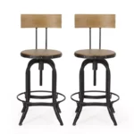 Modern Industrial Firwood Adjustable Height Swivel Counter Barstool – Wood & Iron Frame - Image 4