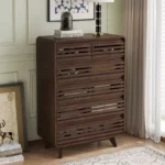 Modern Chest of 6 Drawers with Grille & Curved Design – Tall Storage Dresser - Image 5