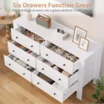 Modern Wooden Double Chest of 6 Drawers – Spacious Storage Dresser for Bedroom - Image 4