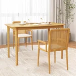 Rectangular Farmhouse Wooden Dining Table for 6 – 48" Brown Top with Beige Solid Wood Base - Image 2