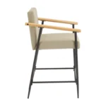 Mid-Century Modern Upholstered Counter Stools Set of 2 – Iron Frame & Stylish Comfort - Image 3