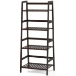 4-Tier Bamboo Ladder Shelf – Dark Brown Plant Stand & Bookshelf Display Rack - Image 7