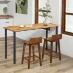 Mid-Century Bar Chairs in Brown/Black/White – Counter Height with Solid Wood Frame - Image 2
