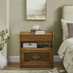 Modern End Table with 2 Drawers – Wooden Side Table in Brown Finish - Image 5