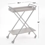 Metal Frame Bar Cart with Removable Serving Tray – Walnut & Black Finish - Image 2