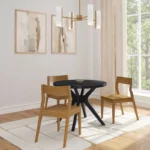 Plank + Beam Verso 38" Solid Wood Round Dining Table for 2 – Multicolor Top with Black 4-Leg Base - Image 4