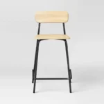 Wood Counter Stool with Metal Base – Natural Finish, Counter Height Design - Image 3