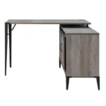 Writing & Office Desk with Storage Cabinet – Modular Wooden Table with Metal Frame - Image 5
