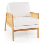 Mid Century Modern Accent Chair Living Room Armchair with Rattan Arms - Image 4