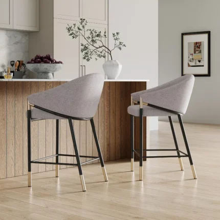 Upholstered Counter Stools with Curved Armrests Set of 2 – Comfortable & Modern Design