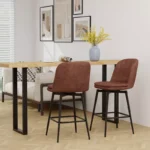 27-Inch Swivel Bar Stool Set with Padded Seat, Metal Legs & Footrest – Mid-Back, Set of 2 or 4