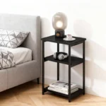 Wooden Narrow End Table – Slim Side Table with Metal Frame