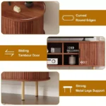 Wood Media Console Table with Storage and Sliding Doors – TV Stand for Up to 80-Inch TVs - Image 2