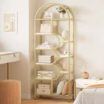 6-Tier Arched Bookcase – 81.7" Tall Geometric Open Storage Display Shelf - Image 5