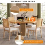 Extendable Solid Wood Round to Oval Dining Table with 16” Removable Leaf - Image 6