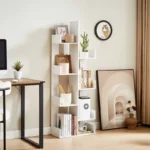 Geometric Tree Bookcase – 8-Shelf Wooden Display Bookshelf for Home & Office