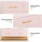 Pink 6-Drawer Tall Chest with Soft-Close Glides – Modern Wooden Storage Dresser - Image 4