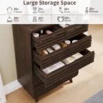 Modern Chest of 6 Drawers with Grille & Curved Design – Tall Storage Dresser - Image 2