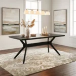 72" Cross-Leg Rectangular Dining Table for 6 – Multicolor Wood Top with Black Criss-Cross Base