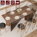 Garvee 71" Walnut Solid Wood Dining Table for 6 with Heavy-Duty C-Shape Legs - Image 3