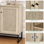 Sideboard Buffet Storage Cabinet with Rattan Doors - Image 2