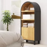 EROMMY 5-Tier Arched Bookcase with Open Shelves & Storage Cabinet - Image 7