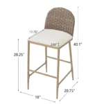 Rattan Upholstered Barstools Set of 2 - Image 4
