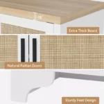 4-Door Sideboard Buffet Cabinet with Natural Rattan Design - Image 2