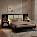 Queen Size Solid Wood Bed with 2 Nightstands – Upholstered Platform Bed Set - Image 2