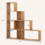 6-Cube Ladder Shelf – Freestanding Corner Bookshelf Storage & Display Rack - Image 2