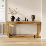 Wooden Sofa Table with Heavy-Duty U-Shaped Pedestal - Image 2