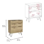 Beige 3-Drawer Wood-Finish Storage Cabinet for Living Room & Entryway - Image 6