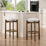 Modern Wood Upholstered Bar Stools – Backless, Armless, 30-Inch Height, Set of 2