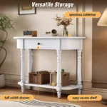 Retro Console Table with Curved Corners, Drawer, and Shelf - Image 5