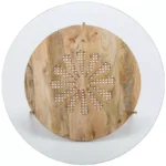 Flora Round Coffee Table – Natural & Brass Finish - Image 4