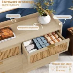 6-Drawer Double Dresser for Bedroom – Modern Wooden Chest of Drawers - Image 6