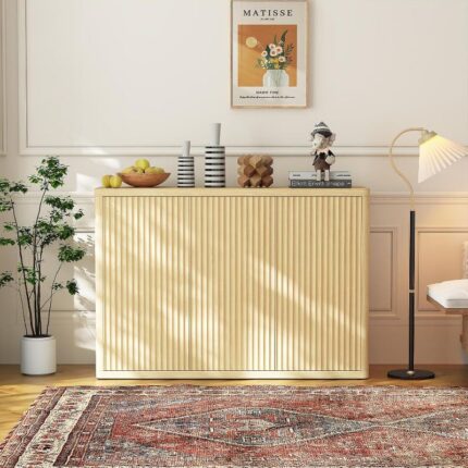 Wood Buffet Sideboard Cabinet with 3 Doors & Storage Shelves