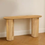 Sofa Console Table with Rounded Corners and Ribbed Pillar Legs - Image 4