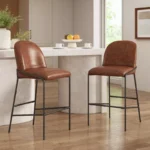 Contemporary Metal Upholstered Barstools Set of 2 – Stylish & Durable Design
