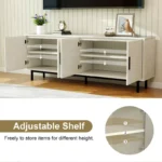 Fluted TV Stand with Adjustable Shelf – Wooden Media Console for TVs Up to 80 Inches - Image 4