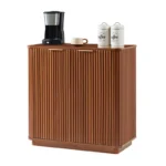 Buffet Sideboard Cabinet with Curved Wave Design & Adjustable Shelf, Oak Finish - Image 5