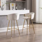 Metal Cozy Bar Stools with Chrome Footrest & Base – Modern Comfort Design