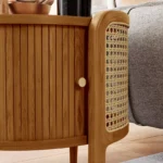 Mid-Century Round Coffee Table with Storage, Solid Ash Wood - Image 2