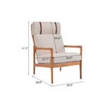 Mid-Century Modern Wooden Armchair with High Back and Cushions - Image 4