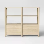 Small Bookcase with Storage Drawers – Natural Wood Finish Shelf Cabinet for Living Room, Bedroom & Office - Image 3