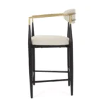 Set of 2 Upholstered Barstools with Arms – Iron Frame, Comfortable & Sturdy Design - Image 3