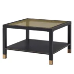 Vintage Round Nesting Coffee Table Set with Bamboo-Shaped Glass Doors - Image 3