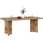 63" Solid Wood Rectangular Dining Table for 4–6 People – Brown Pedestal Base - Image 3