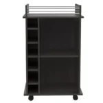 Two-Shelf Storage Cart with Six-Bottle Rack for Dining Room or Living Space - Image 6